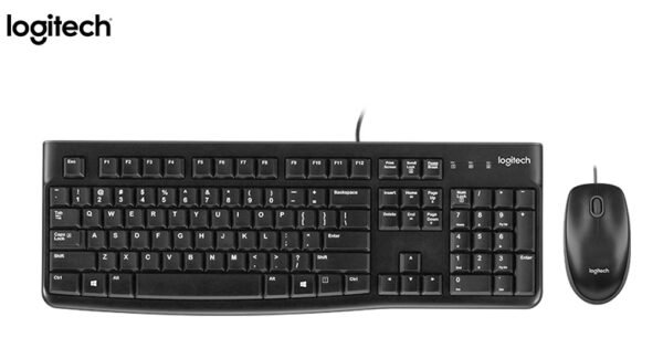 Combo Logitech MK120 – Teclado + Mouse USB Negro Económico y Durable (920-004428)